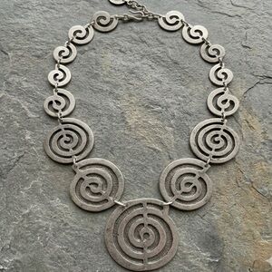VTG / Artisan | Spiral Disk Statement Necklace | HEAVY & UNMARKED